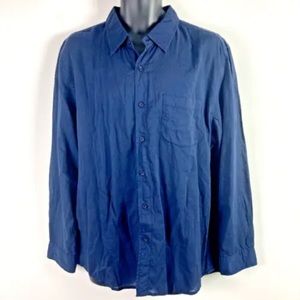 The Normal Brand  shirt Mens XL Glen Button Up lightweight navy blue new